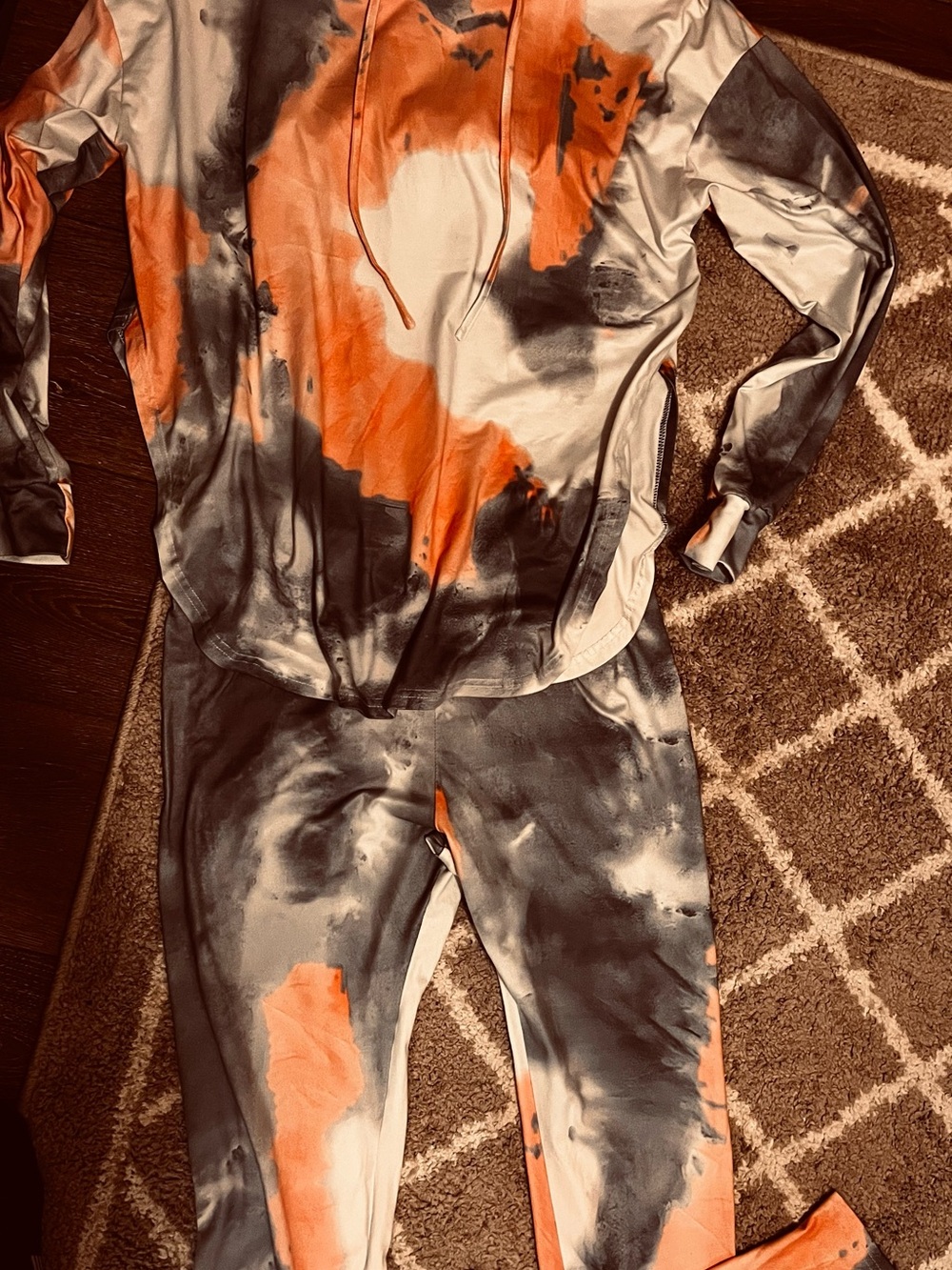 Tie-Dye Jogger Set - Orange, Gray & White Track Pants